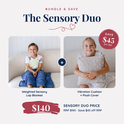 THE SENSORY DUO - Weighted Lap Blanket + Vibration Cushion with Plush Cover